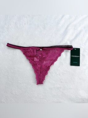 Vintage Emporio Armani Pink Lace Gardenia Thong NWT Deadstock Sexy Lingerie Y2K